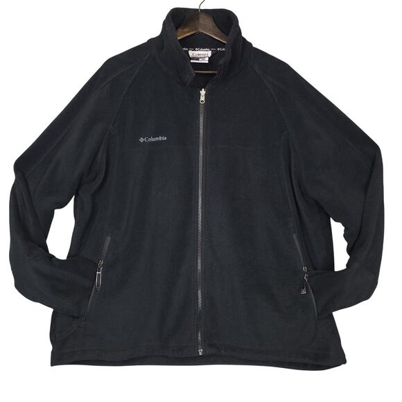 Columbia Men's Full Zip Fleece Jacket Size XXL Pockets Mock Neck Black Casual - Picture 2 of 9